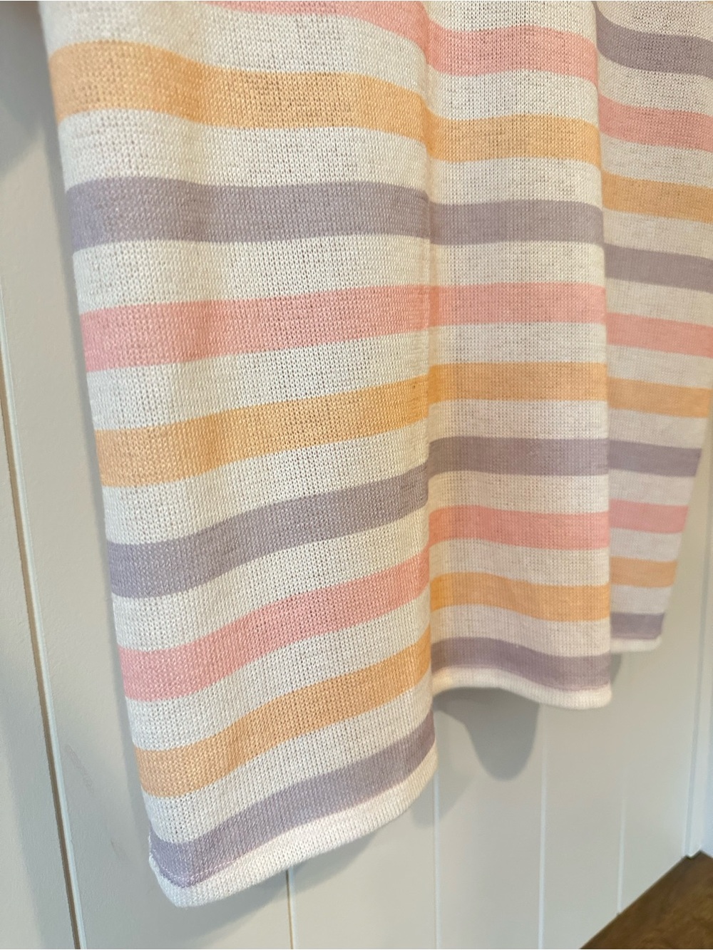 Bombom Women’s Striped V‑Neck Knit Top Size Medium Pink Yellow Purple Cream - Picture 4 of 10